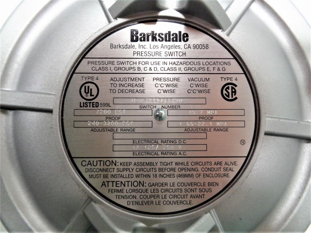 Barksdale Explosion Proof Pressure Switch HB1XAA32SSUL